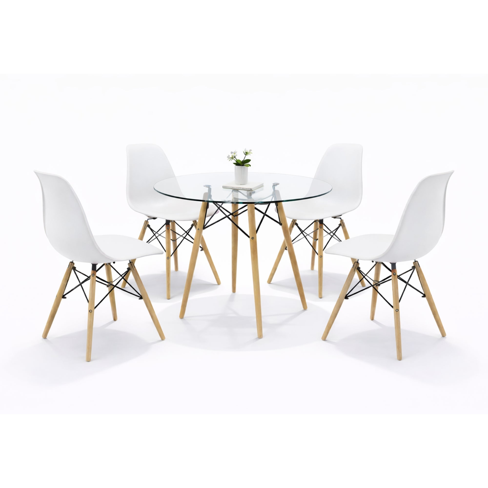 Comedor 4 sillas Oslo T8 | Mesa de cristal templado + 4 sillas para comedor