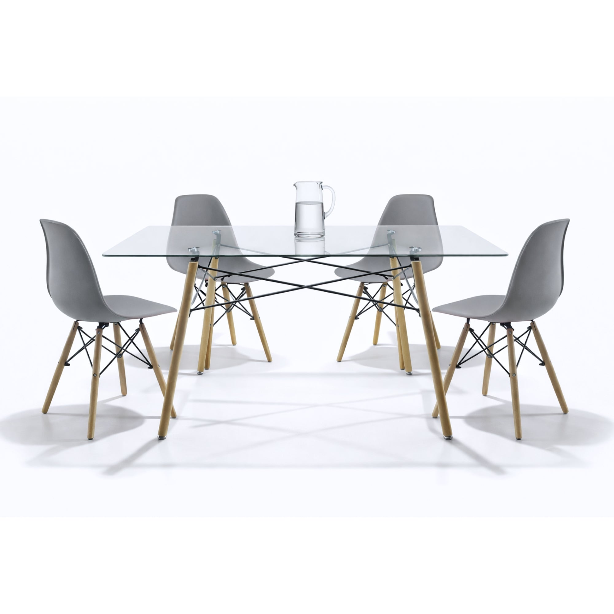 Comedor 4 sillas Oslo | Mesa rectangular T5 de cristal templado