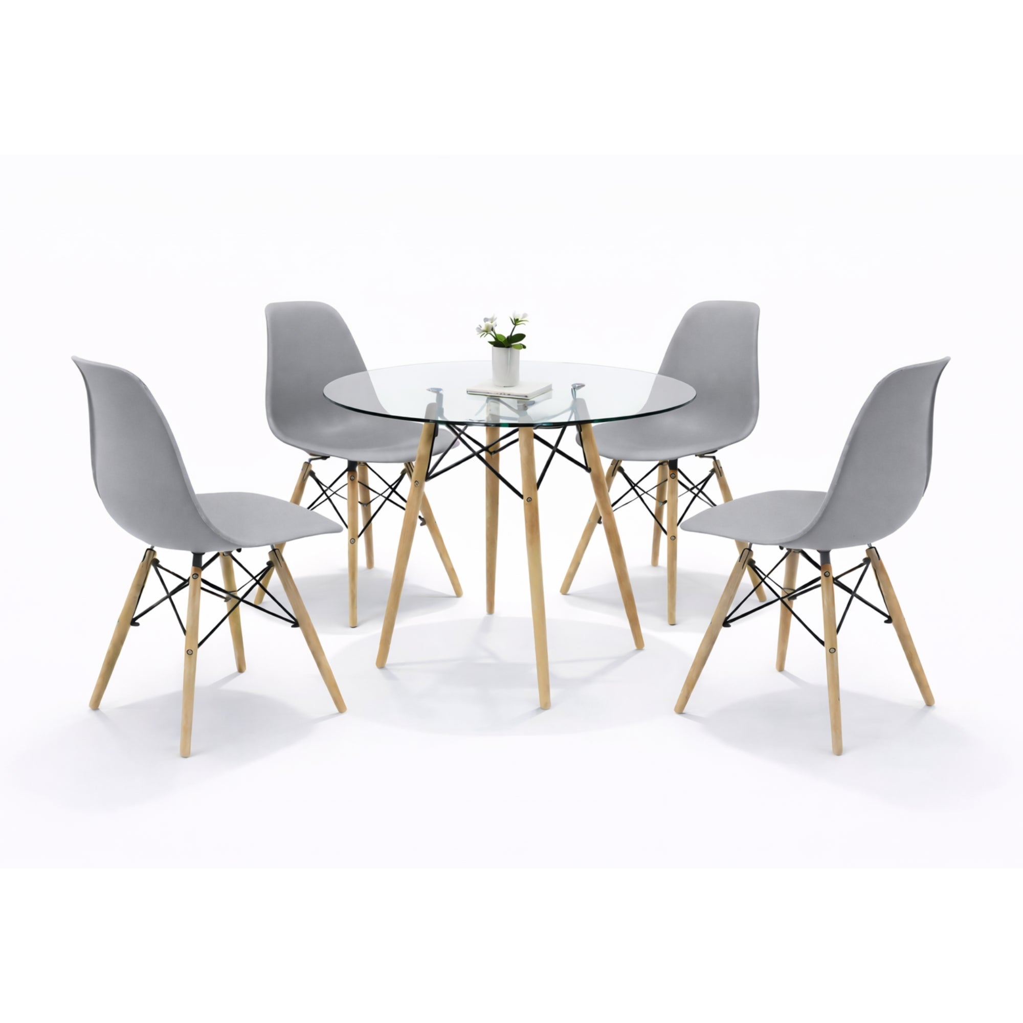 Comedor 4 sillas Oslo T8 | Mesa de cristal templado + 4 sillas para comedor