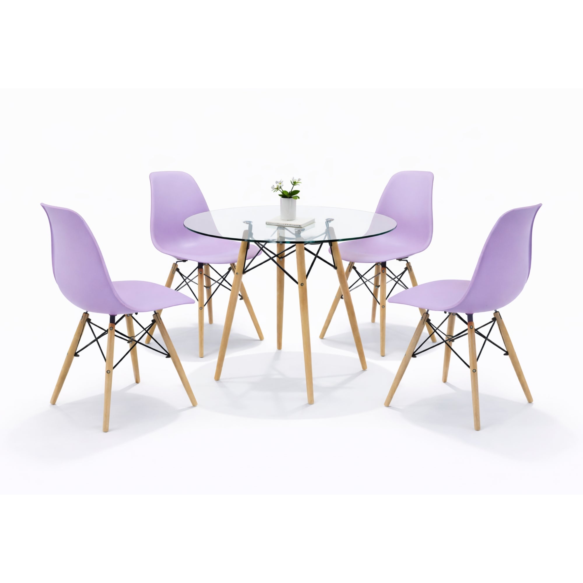 Comedor 4 sillas Oslo T8 | Mesa de cristal templado + 4 sillas para comedor