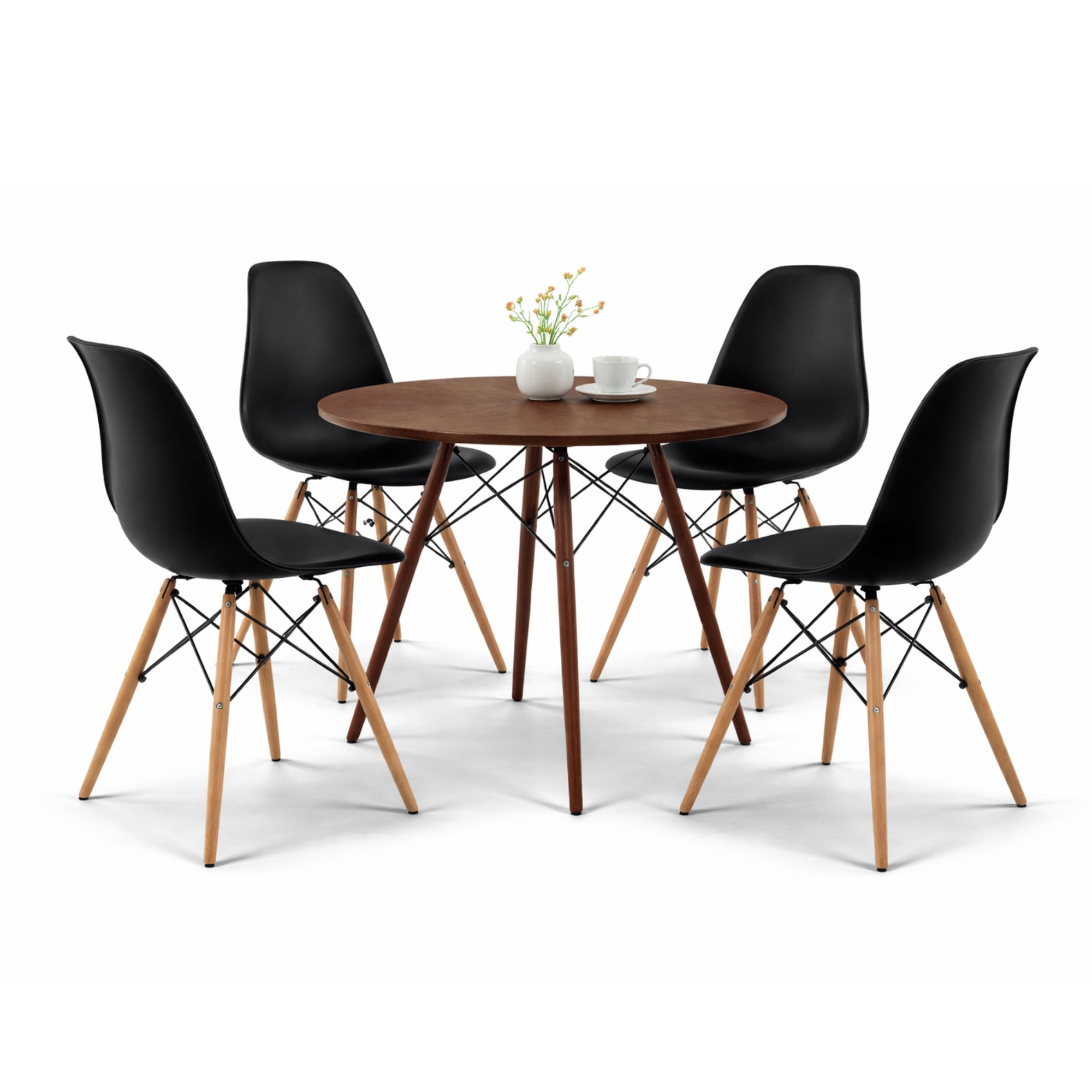 Comedor Mesa oslo 80 Nogal + 4 Sillas Oslo