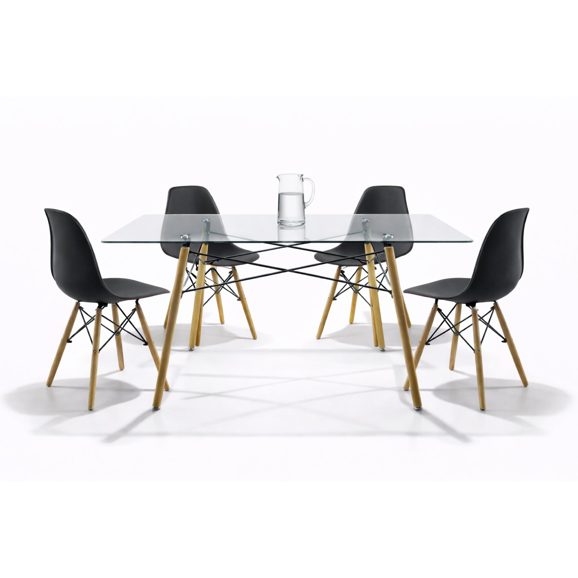 Comedor 4 sillas Oslo | Mesa rectangular T5 de cristal templado
