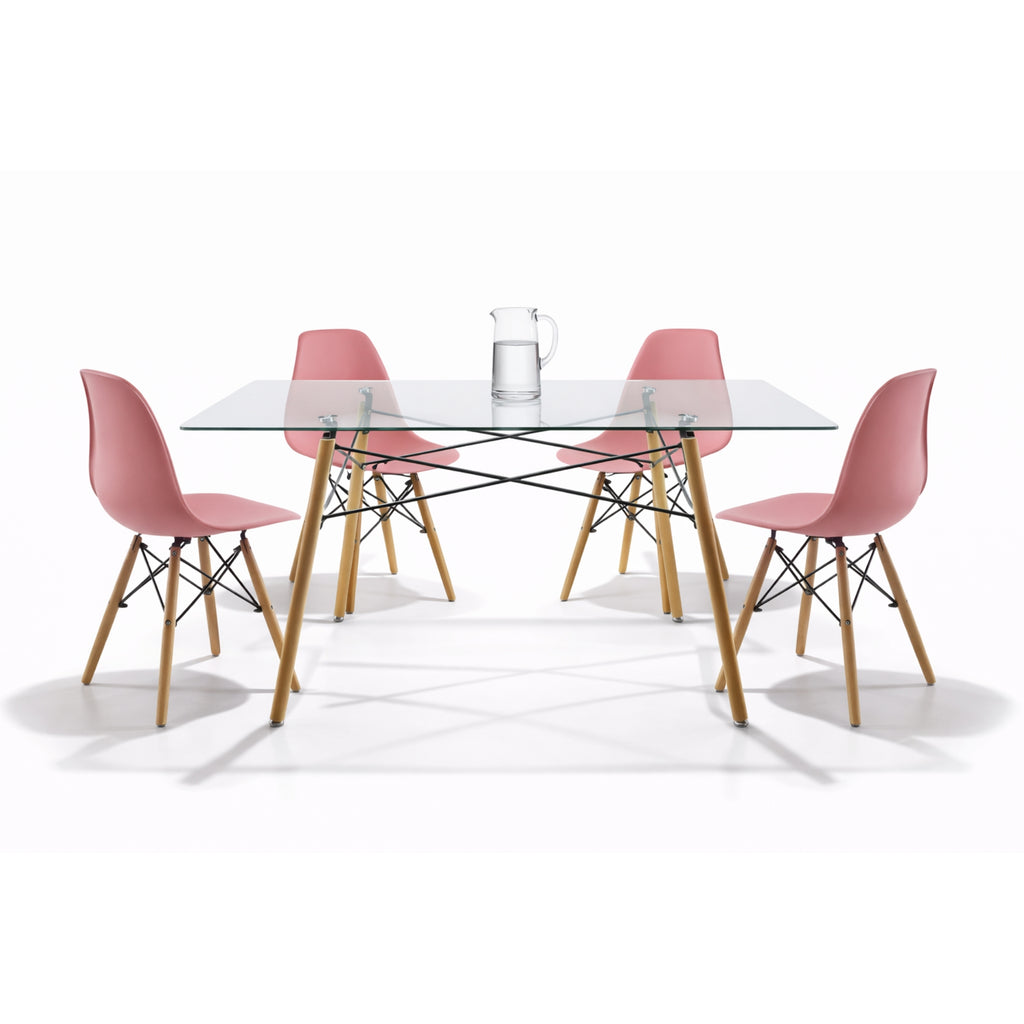 Comedor 4 sillas Oslo | Mesa rectangular T5 de cristal templado