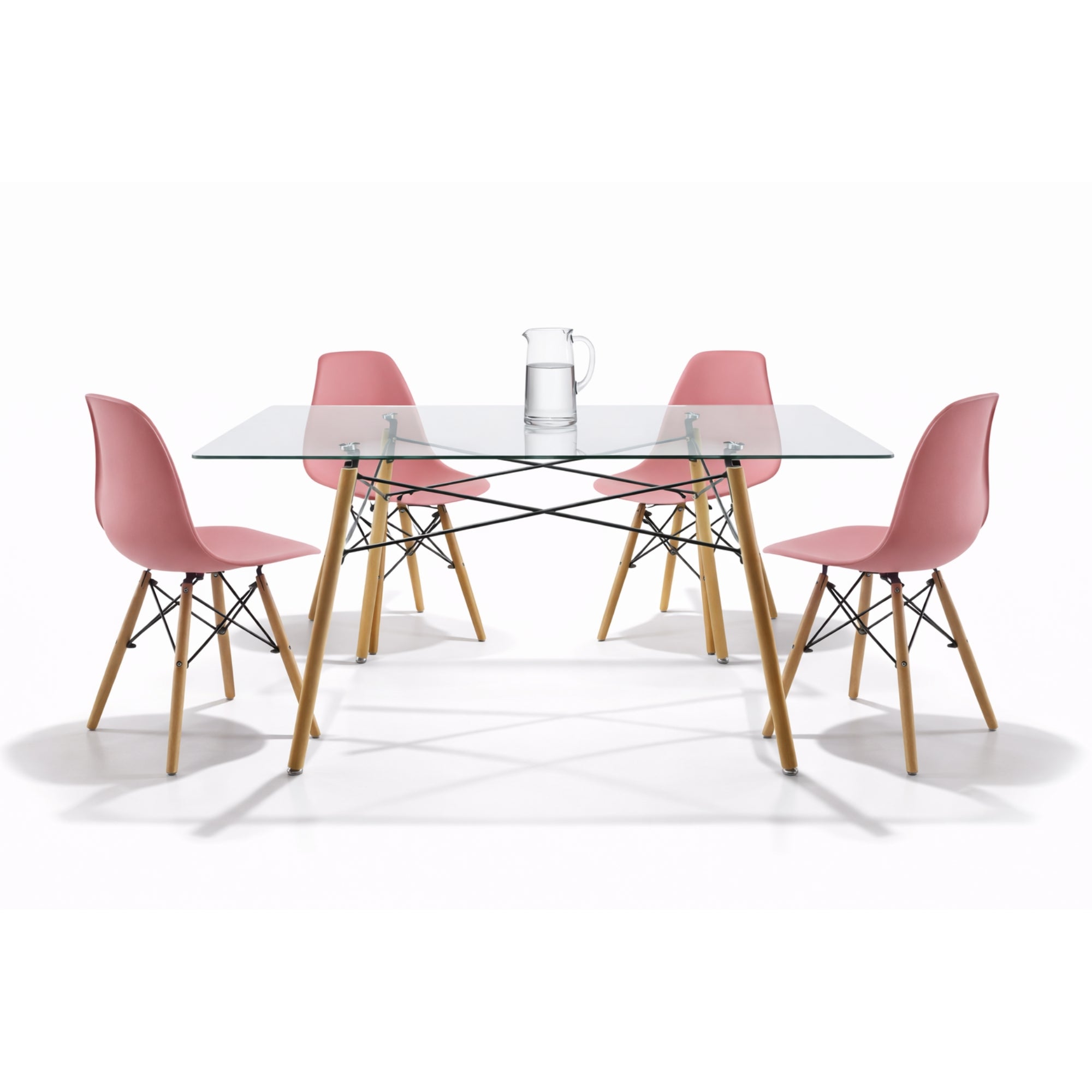 Comedor 4 sillas Oslo | Mesa rectangular T5 de cristal templado