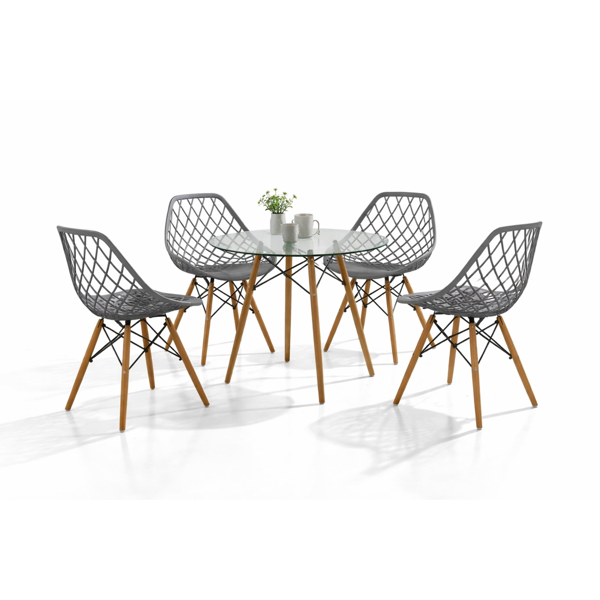 Comedor Mesa Oslo Cristal T8 + 4 Sillas Vento