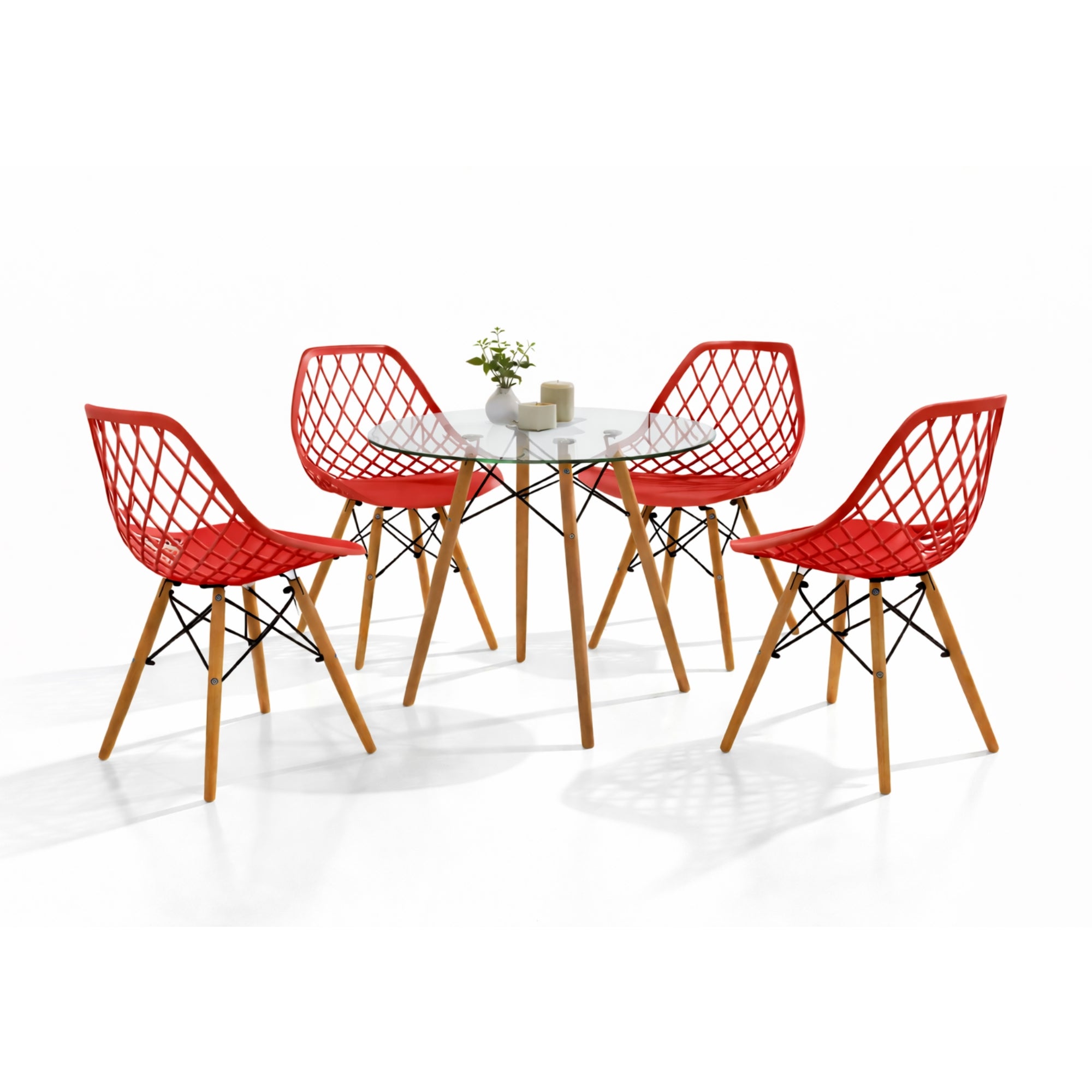 Comedor Mesa Oslo Cristal T8 + 4 Sillas Vento