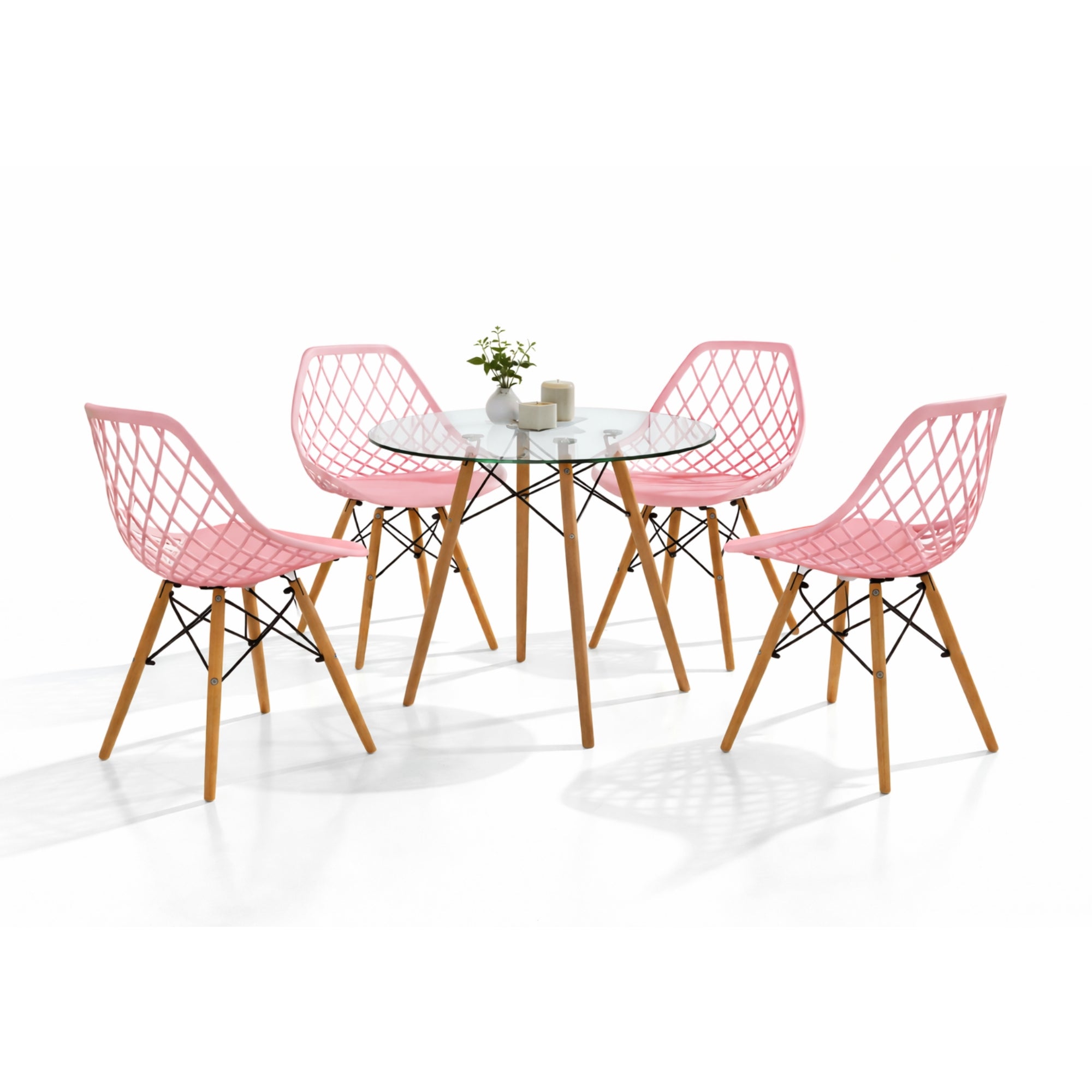 Comedor Mesa Oslo Cristal T8 + 4 Sillas Vento