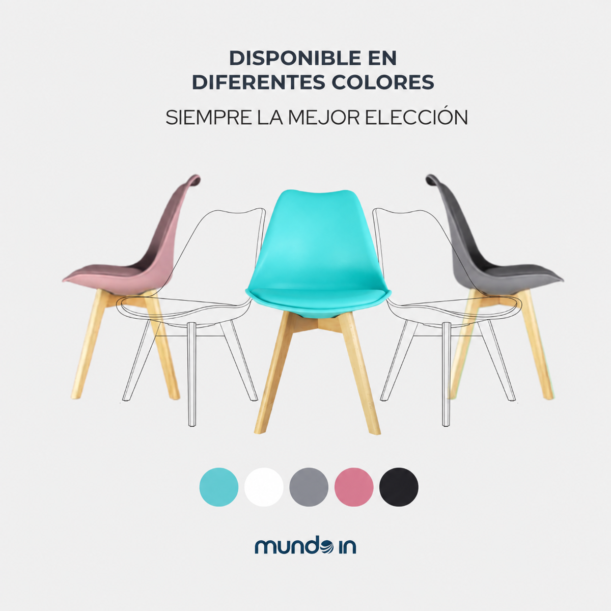 Set de 2 Sillas Frankfurt | Sillas Eames acojinadas para comedor