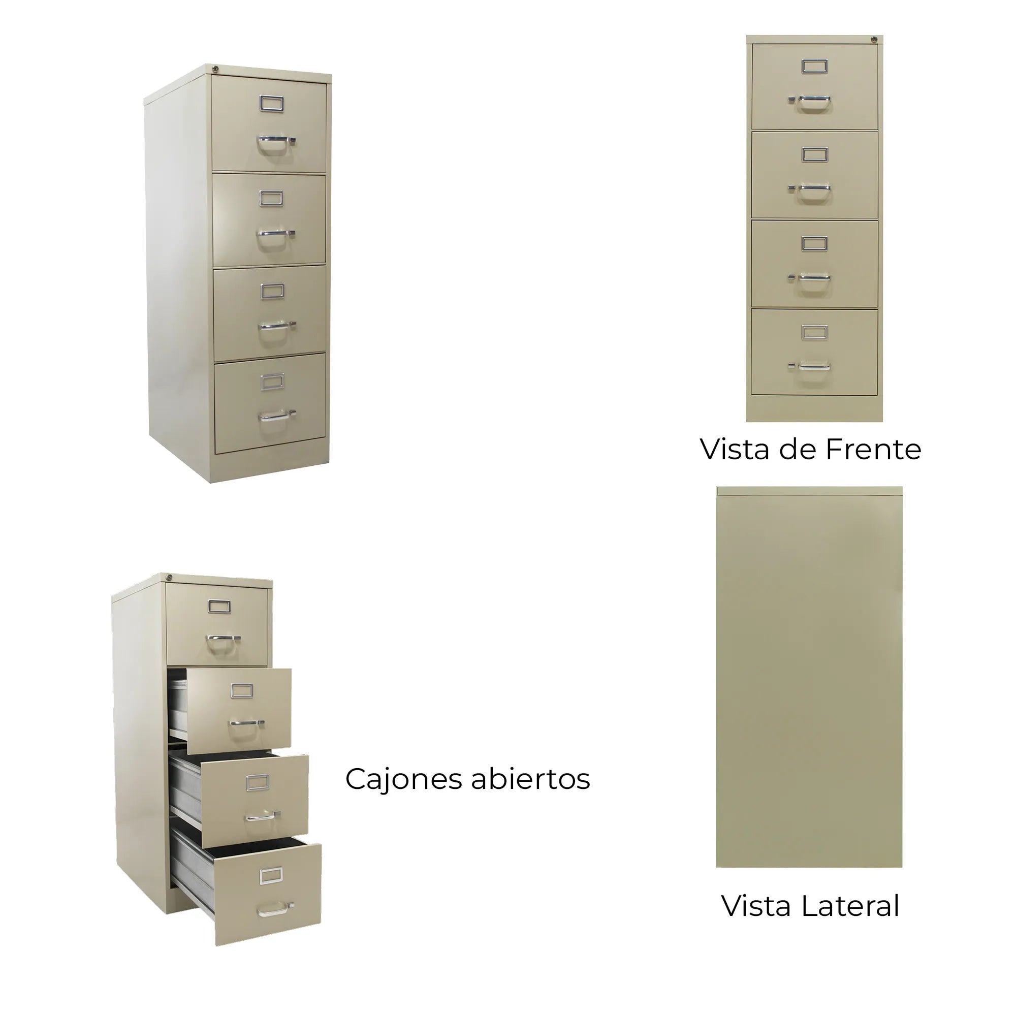 Archivero Metálico de 4 gavetas Oficio modelo 14120 color Gris