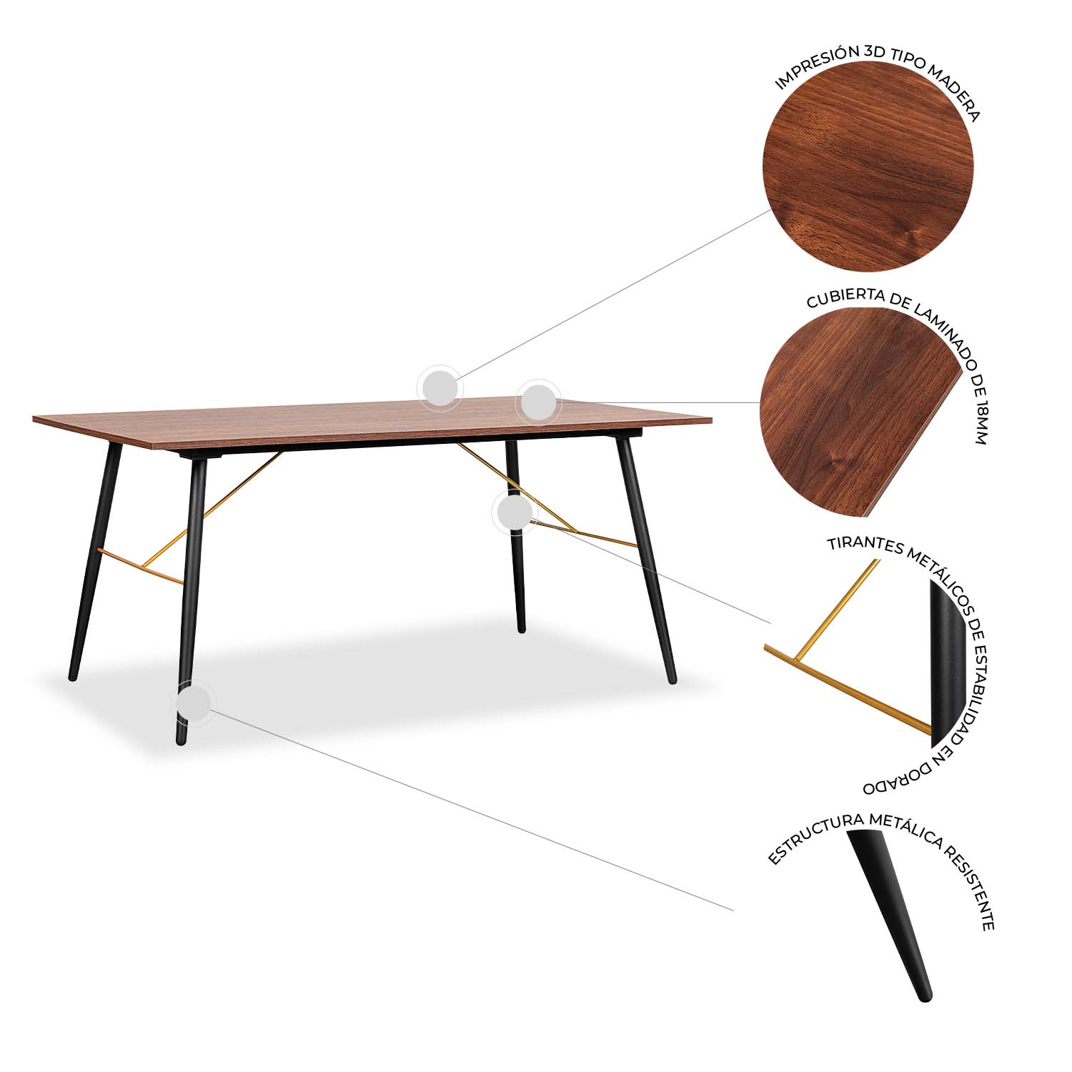 Mesa de Comedor Rectangular Luxo