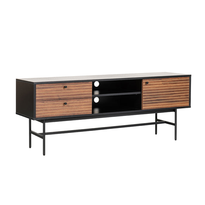 Mueble TV Piamonte en nogal y negro con repisas centrales